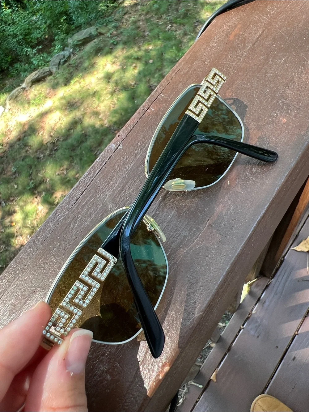 Versace • Vintage Y2K Crystal Greca Sunglasses - Restoration piece